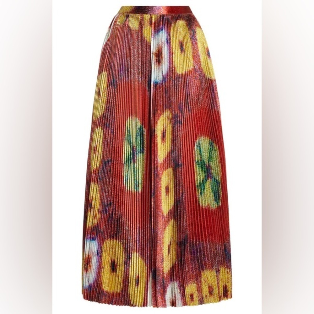 NWT Ulla Johnson Rami Satin Pleated Accordion A Line Midi Maxi Skirt Sunsprite - Picture 15 of 16